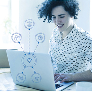 a woman working on a laptop